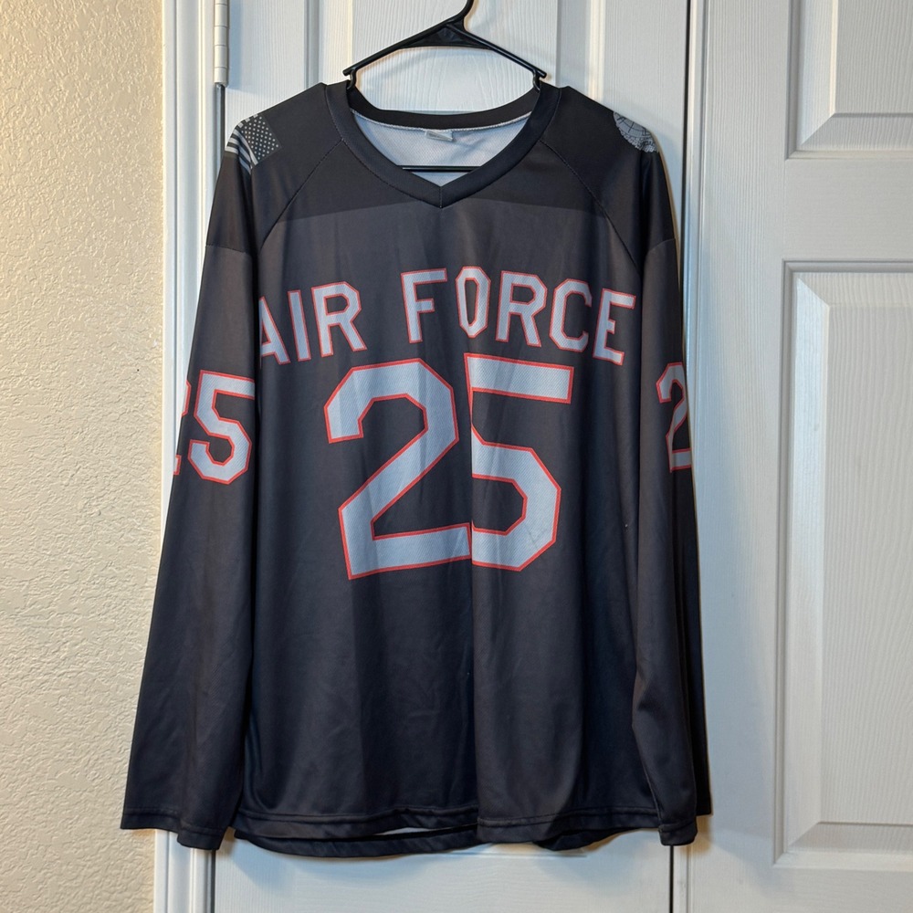 Airforce Gray 25 Long Sleeve Hockey Jersey Top with Shoulder Designs Uniswx Sz M